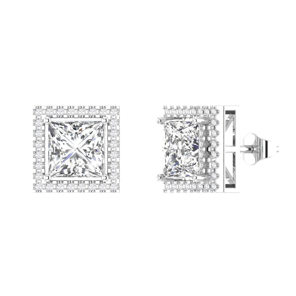 Square Cluster Earrings for Women | 925 Sterling Silver