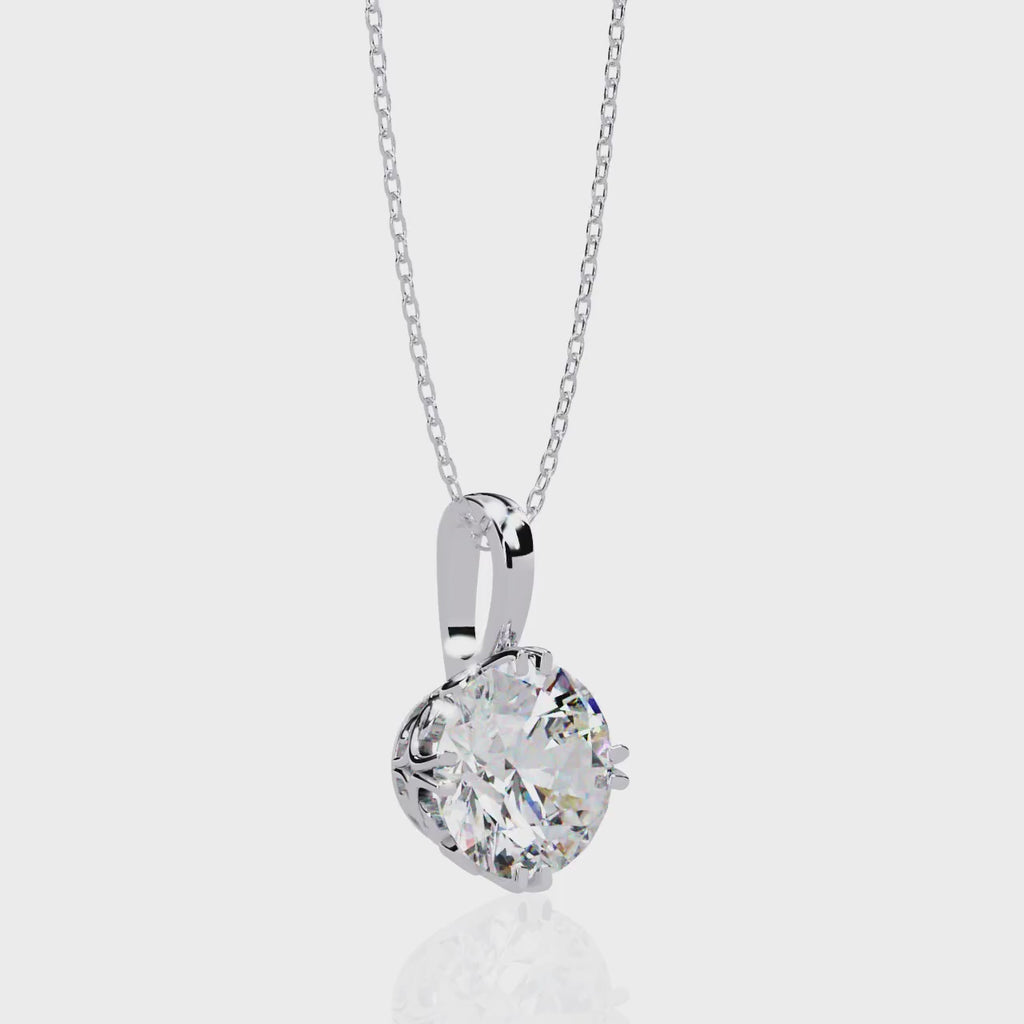 ISEHRA Artisan Glow Solitaire Sterling Silver Pendant Necklace for Women