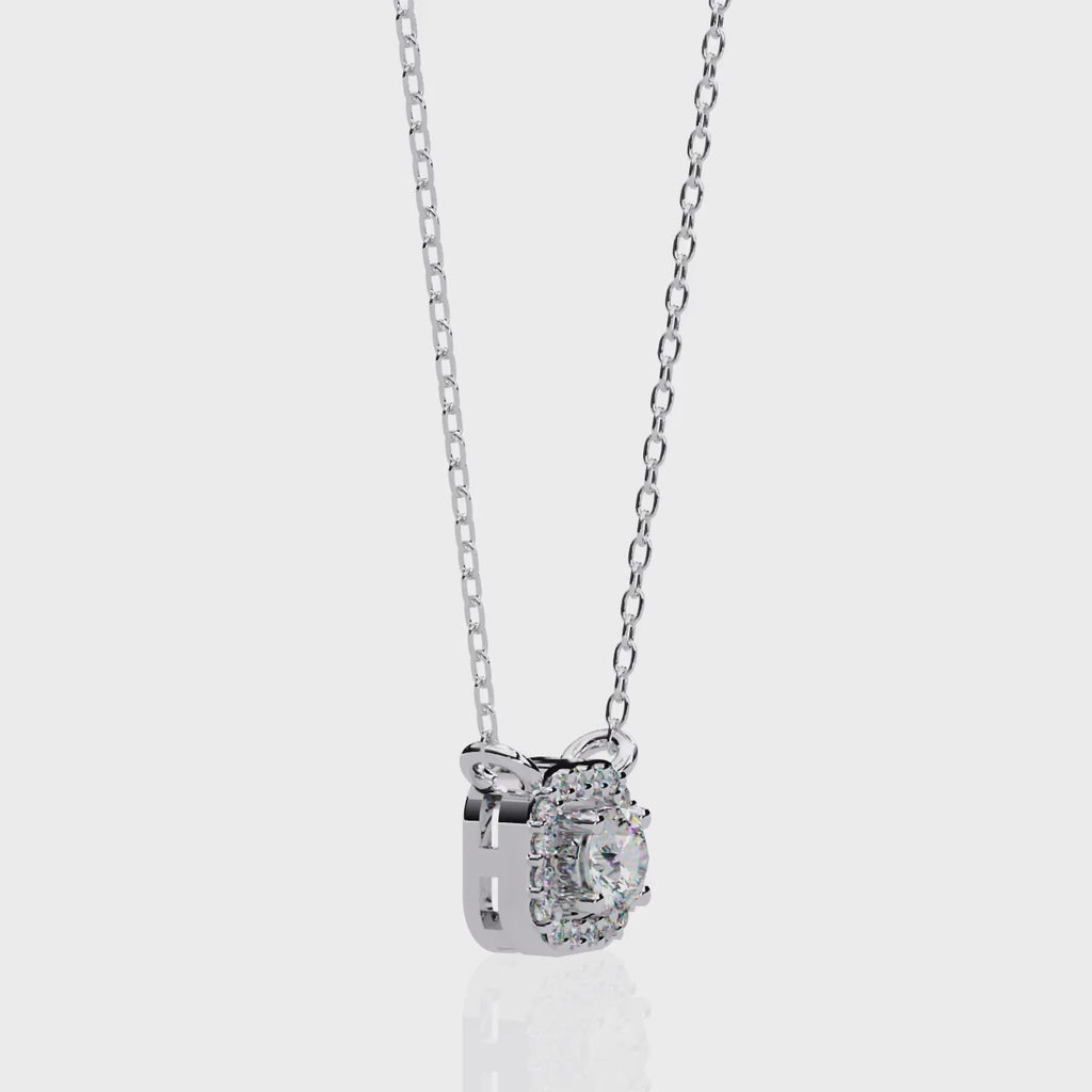 ISEHRA Cushion Sparkle Sterling Silver Pendant Necklace for Women