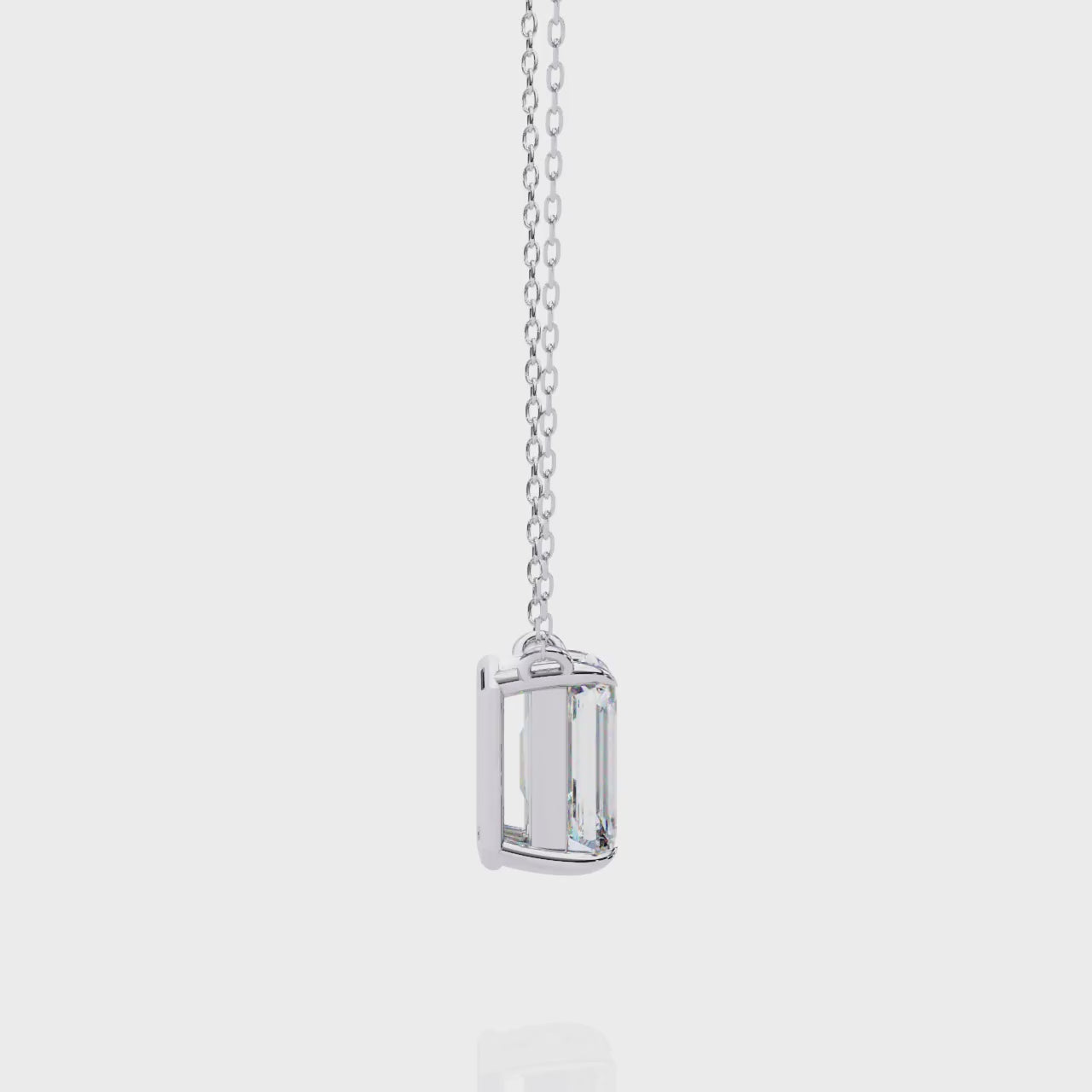 Sterling Silver Emerald-Cut Solitaire Pendant Necklace for Women