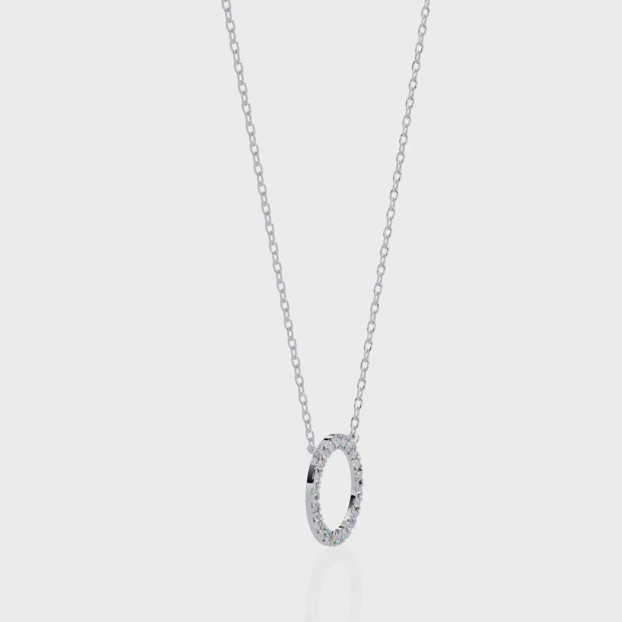 ISEHRA Sterling Silver Open Circle Pendant Necklace for Women