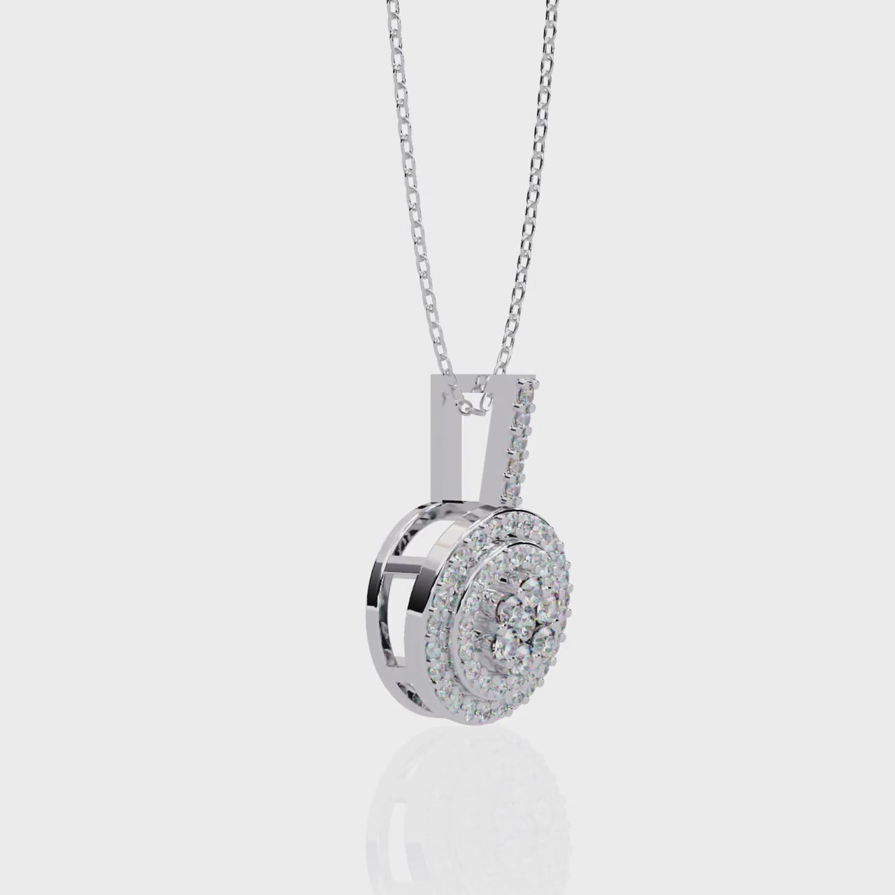 ISEHRA Halo Cluster Sterling Silver Pendant Necklace for Women