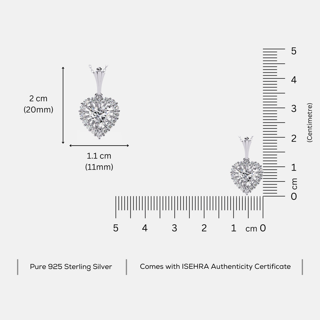 Heartshine Halo Pendant Necklace for Women – 925 Sterling Silver