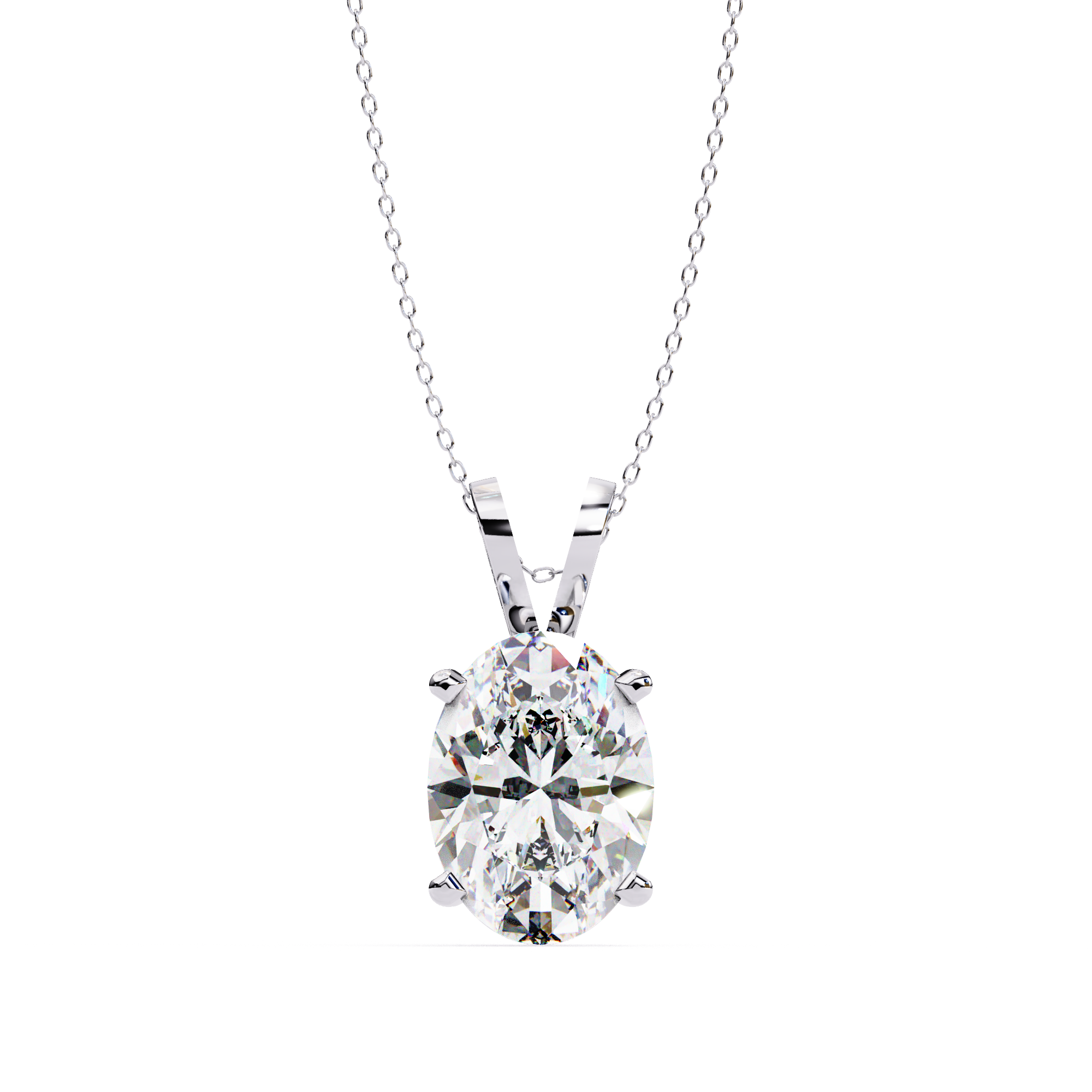 Vela Oval Sterling Silver Solitaire Pendant Necklace for Women