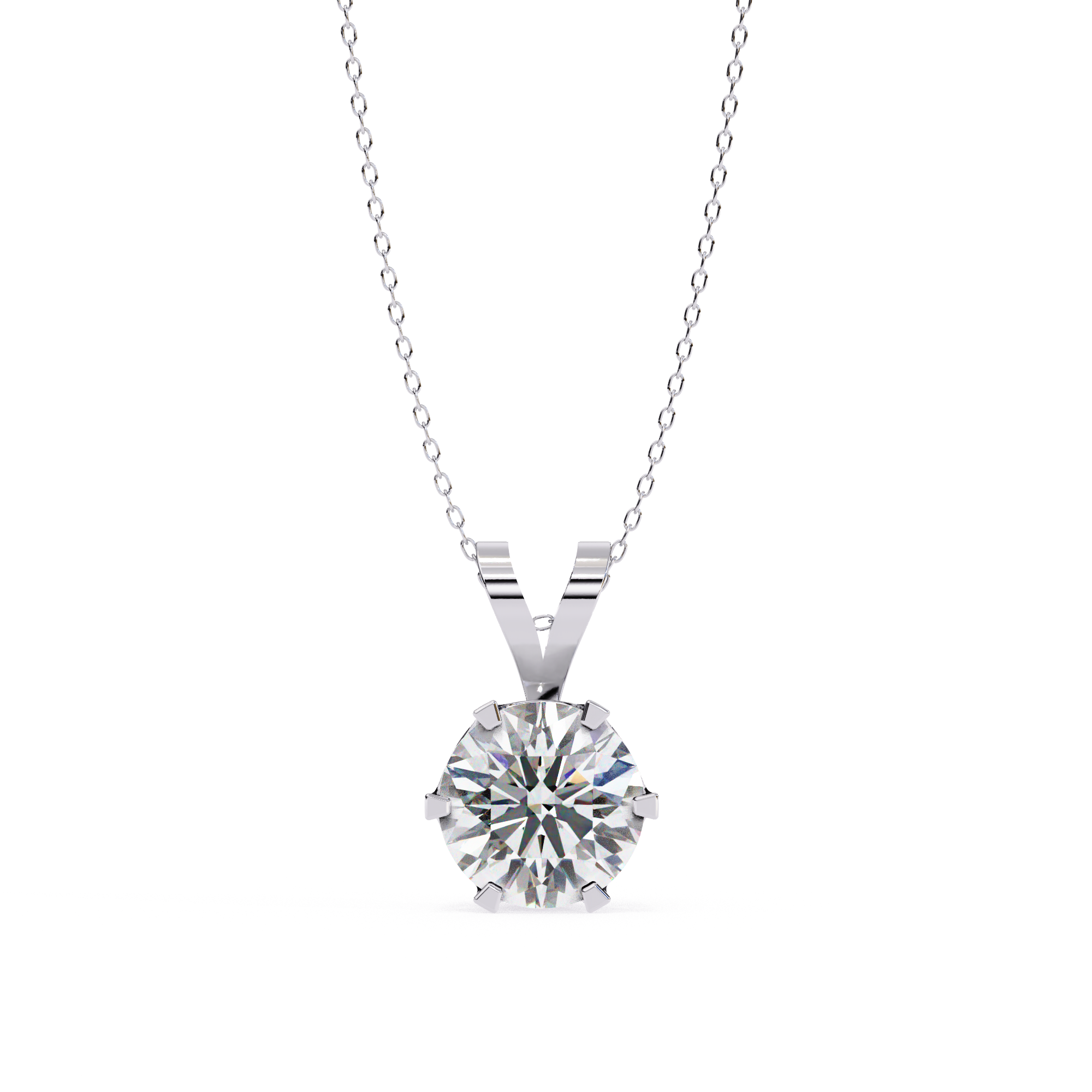ISEHRA Crown Solitaire Sterling Silver Pendant Necklace for Women