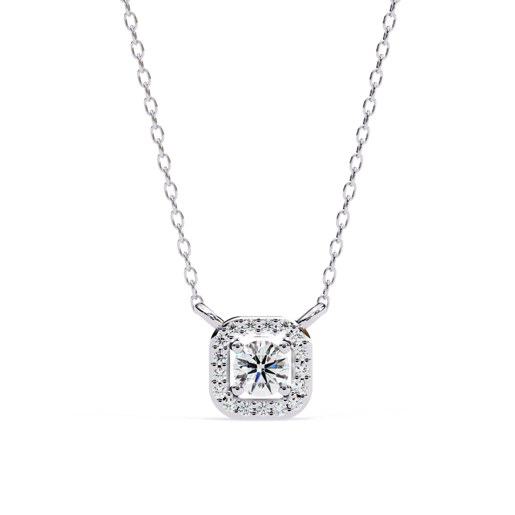 ISEHRA Cushion Sparkle Sterling Silver Pendant Necklace for Women
