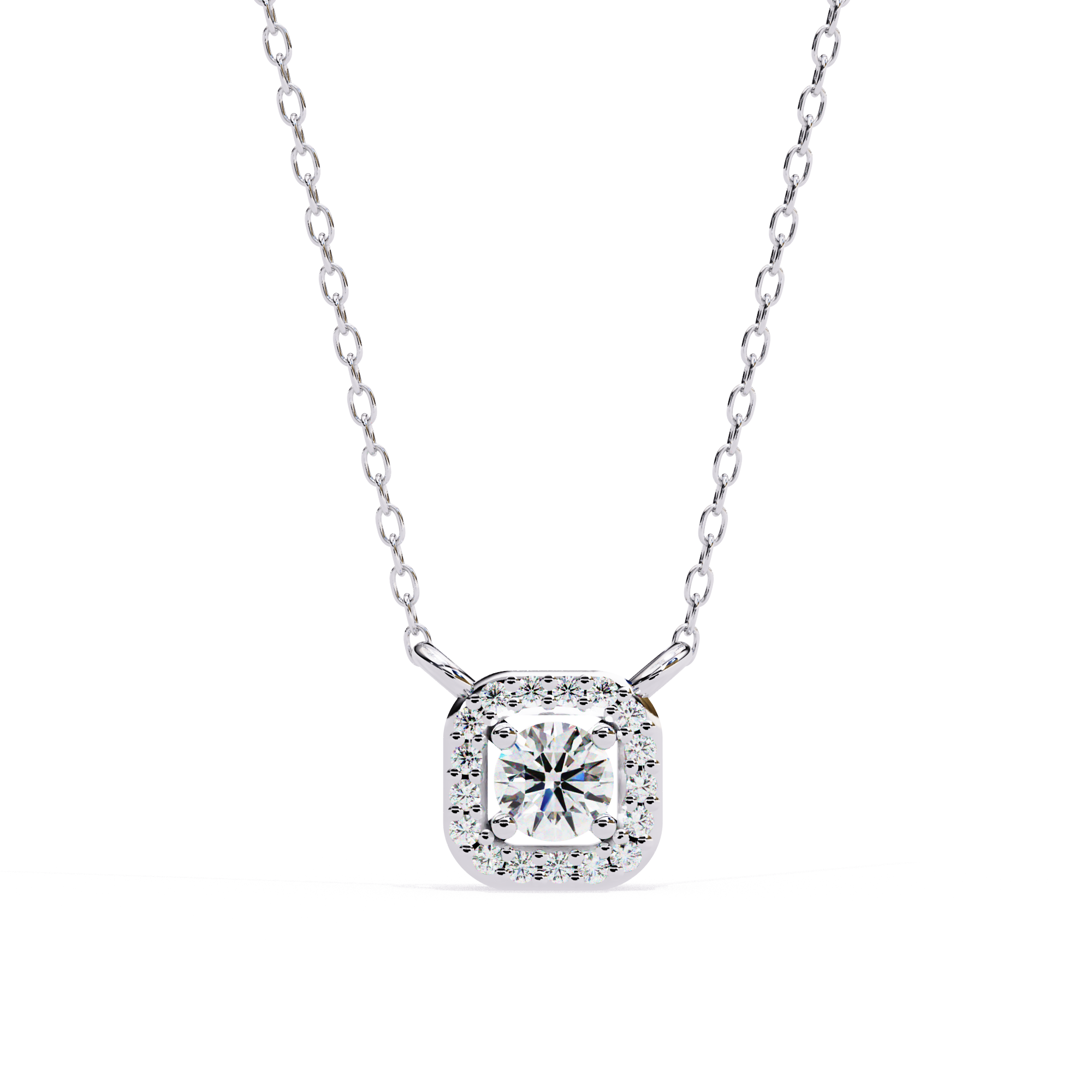 ISEHRA Cushion Sparkle Sterling Silver Pendant Necklace for Women