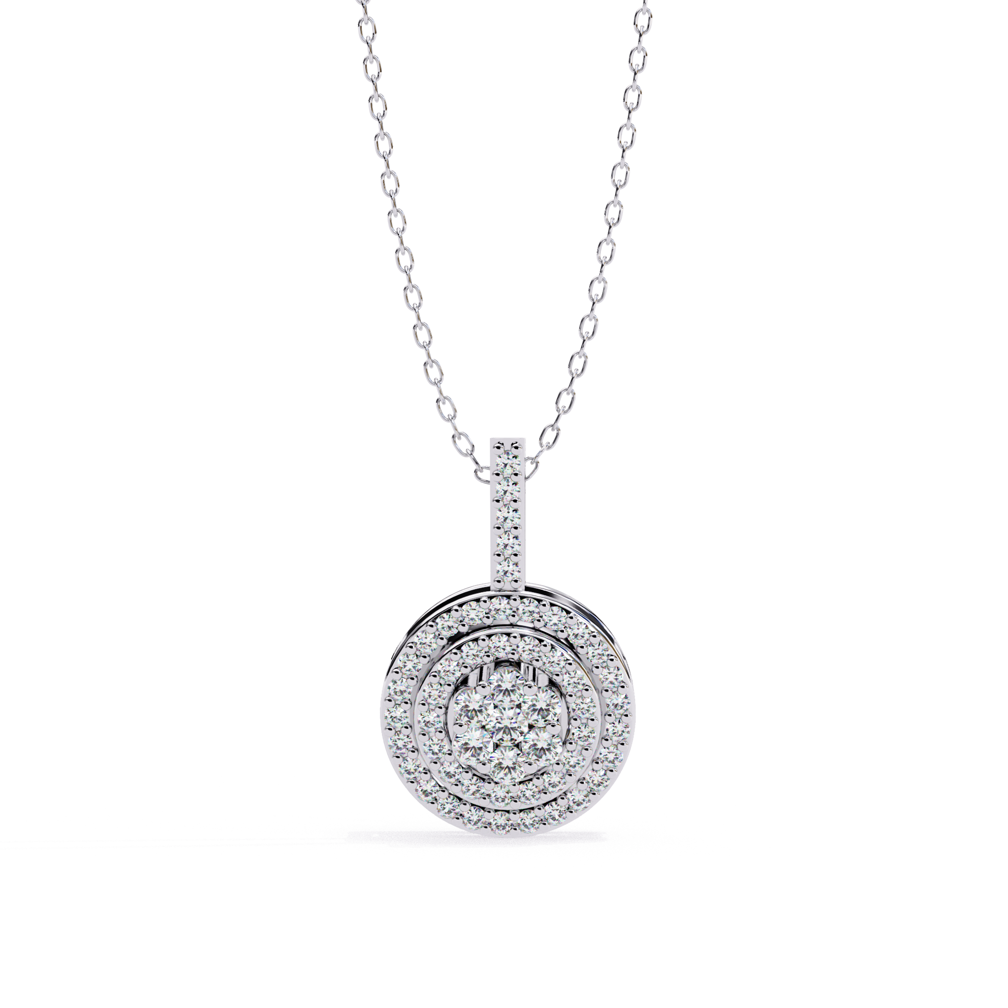 ISEHRA Halo Cluster Sterling Silver Pendant Necklace for Women