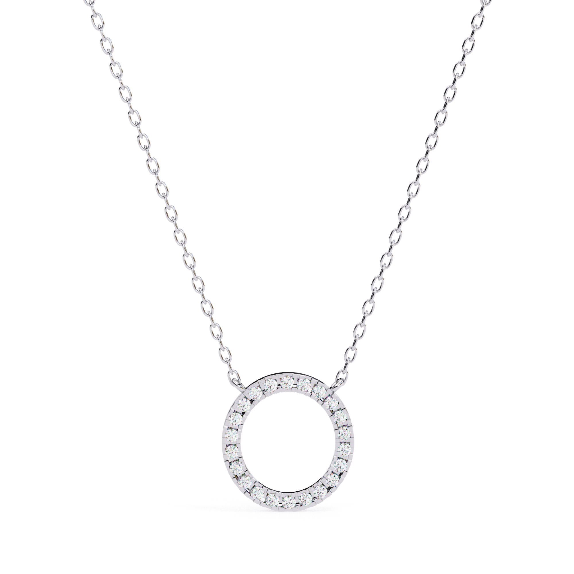 ISEHRA Sterling Silver Open Circle Pendant Necklace for Women